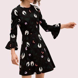 Kate Spade Deco Bloom Bell Sleeve Dress XXS